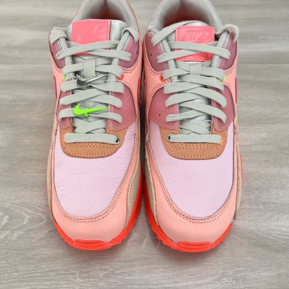 Nike Women's Air Max 90 Pink Hot Coral and Tan Sneakers - Picture 5 of 11